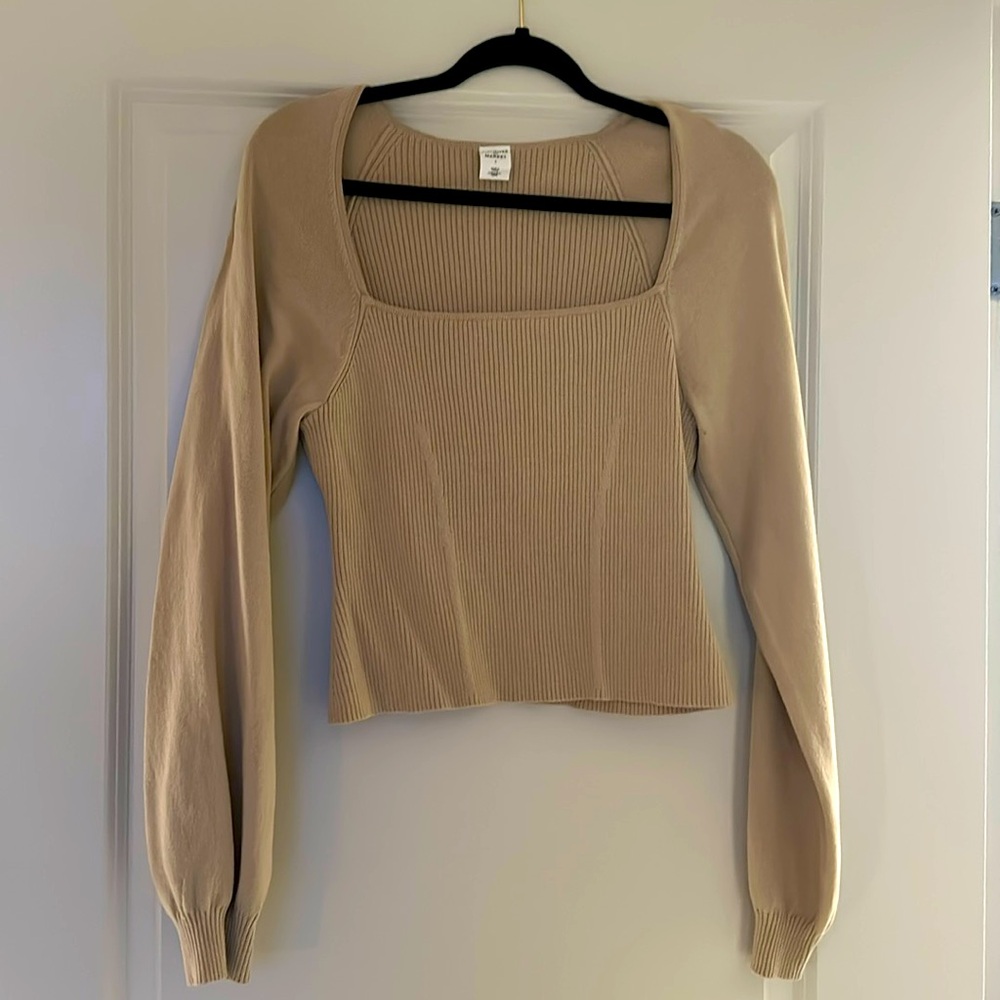 Melrose & Market Beige corset frame sweater